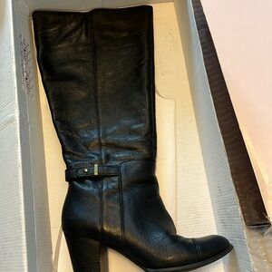 Black leather wide calf